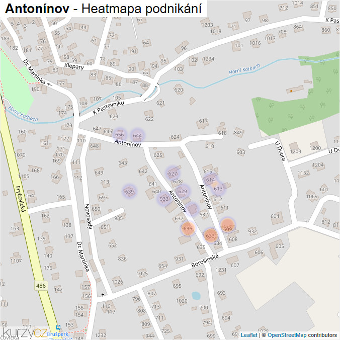 Mapa Antonínov - Firmy v ulici.