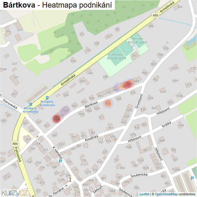 Mapa Bártkova - Firmy v ulici.