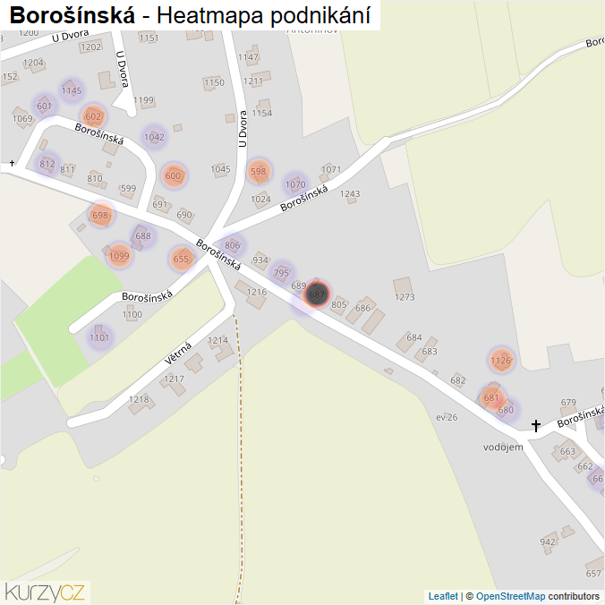 Mapa Borošínská - Firmy v ulici.