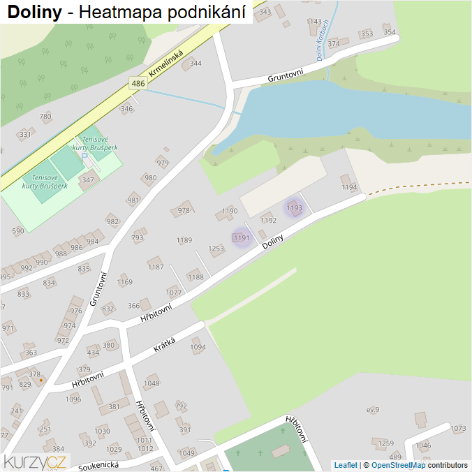 Mapa Doliny - Firmy v ulici.