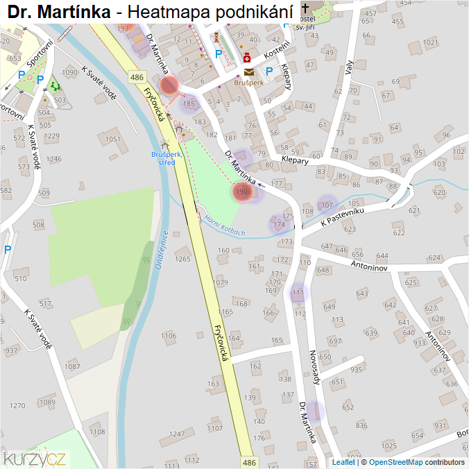 Mapa Dr. Martínka - Firmy v ulici.