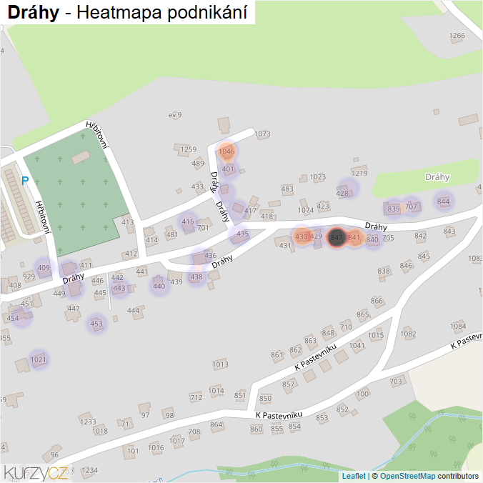 Mapa Dráhy - Firmy v ulici.