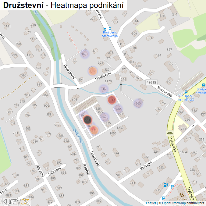 Mapa Družstevní - Firmy v ulici.