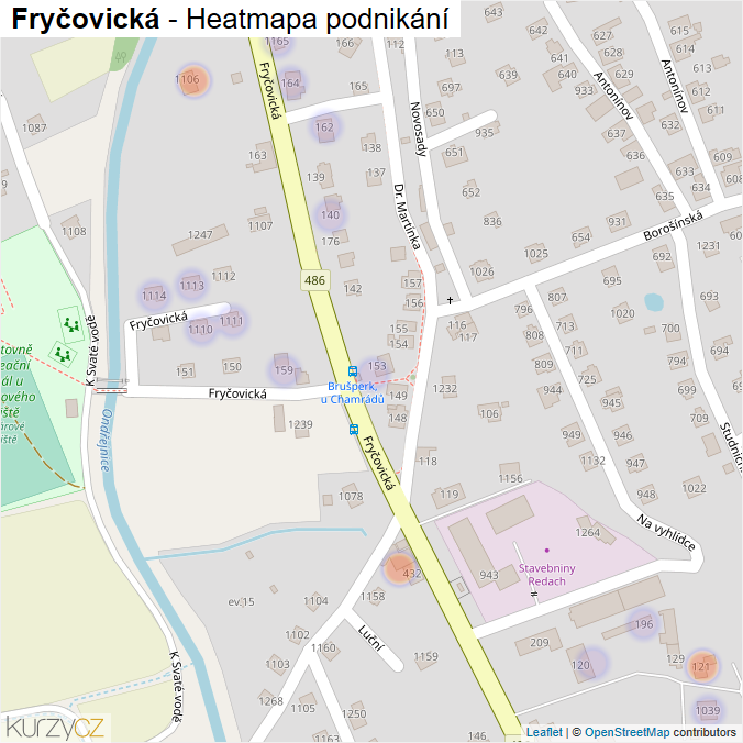 Mapa Fryčovická - Firmy v ulici.