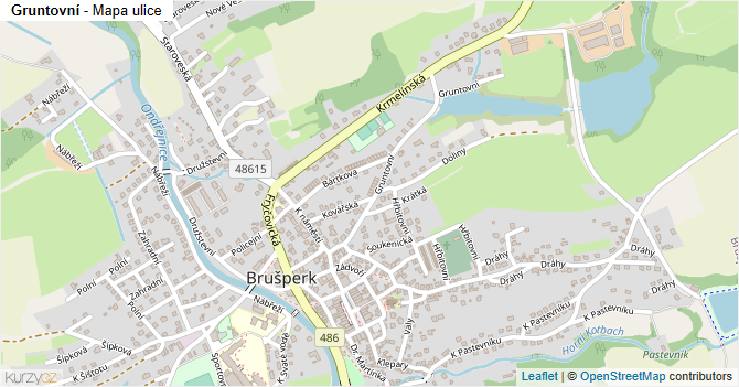 Gruntovní - mapa ulice