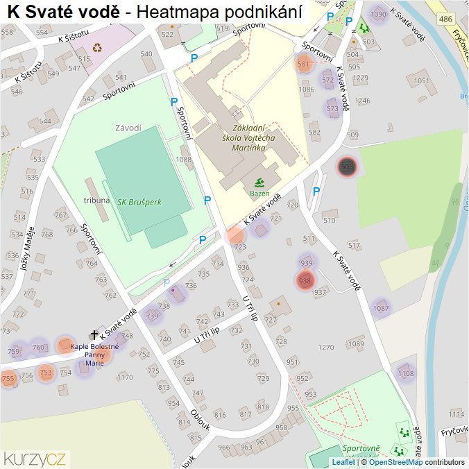 Mapa K Svaté vodě - Firmy v ulici.