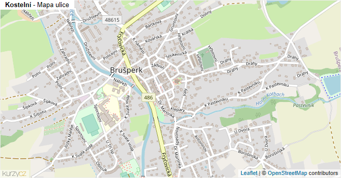 Kostelní - mapa ulice