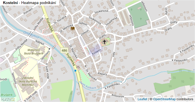 Kostelní - mapa podnikání