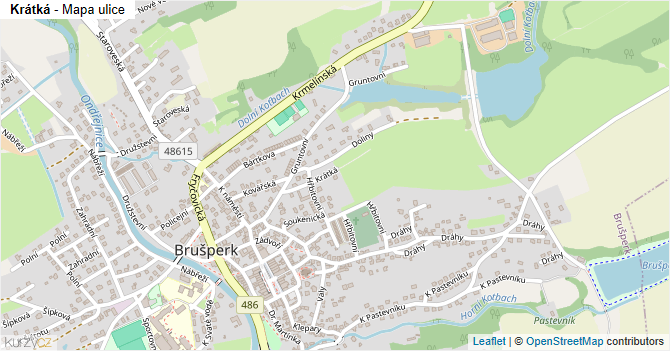Krátká - mapa ulice
