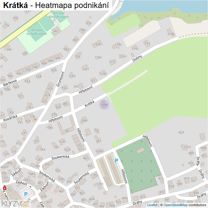 Mapa Krátká - Firmy v ulici.