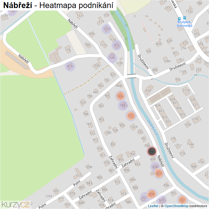 Mapa Nábřeží - Firmy v ulici.