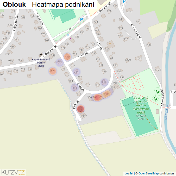 Mapa Oblouk - Firmy v ulici.