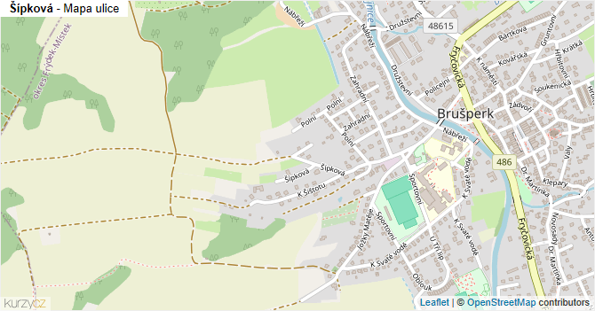 Šípková - mapa ulice