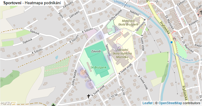 Sportovní - mapa podnikání