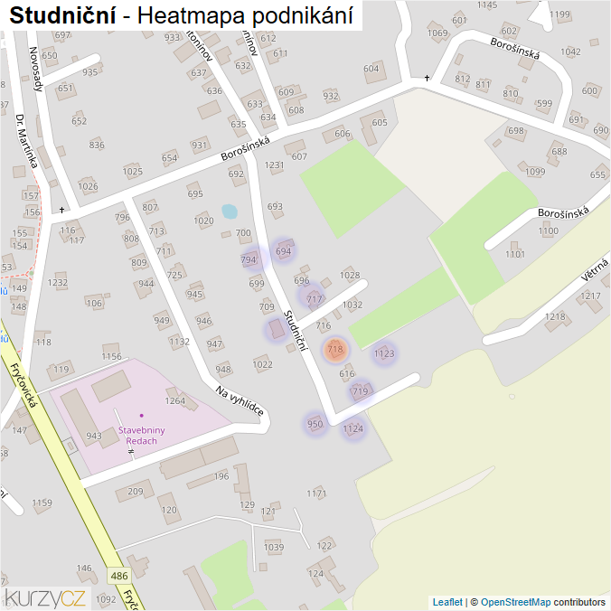 Mapa Studniční - Firmy v ulici.