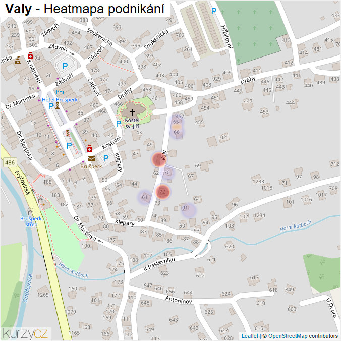 Mapa Valy - Firmy v ulici.