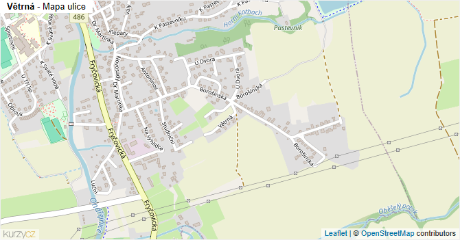 Větrná - mapa ulice