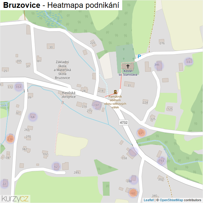 Mapa Bruzovice - Firmy v části obce.