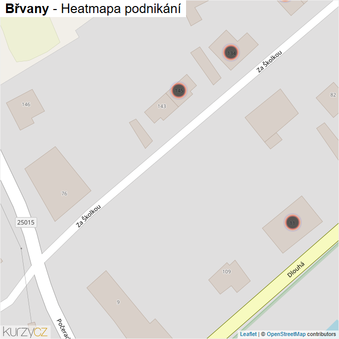 Mapa Břvany - Firmy v obci.