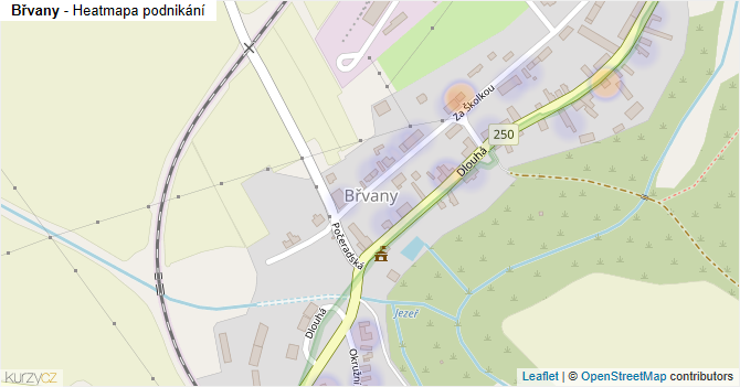 Břvany - mapa podnikání