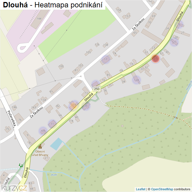 Mapa Dlouhá - Firmy v ulici.