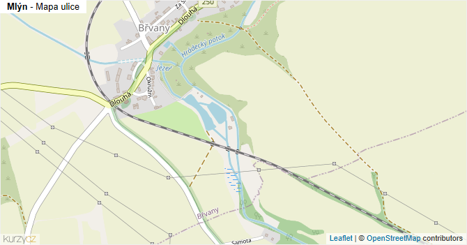 Mlýn - mapa ulice