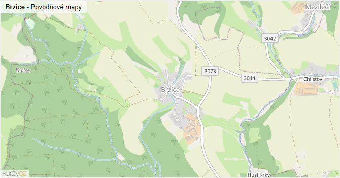 Brzice - záplavové mapy stoleté vody