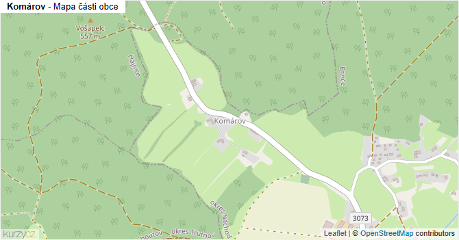 Komárov - mapa části obce