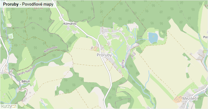 Proruby - záplavové mapy stoleté vody