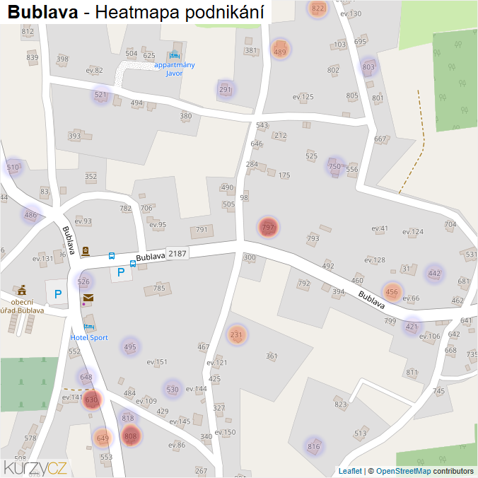 Mapa Bublava - Firmy v části obce.