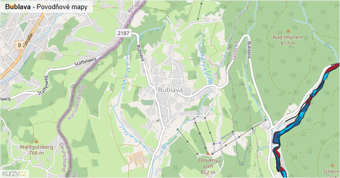 Bublava - záplavové mapy stoleté vody
