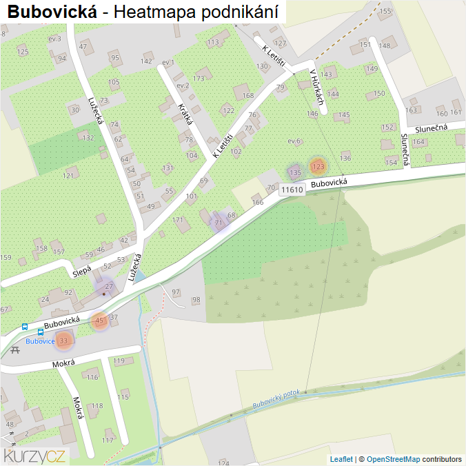 Mapa Bubovická - Firmy v ulici.