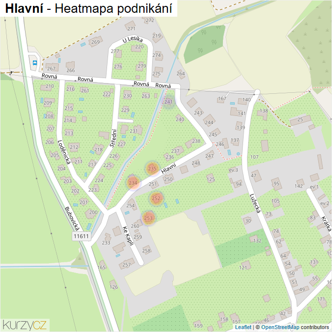 Mapa Hlavní - Firmy v ulici.