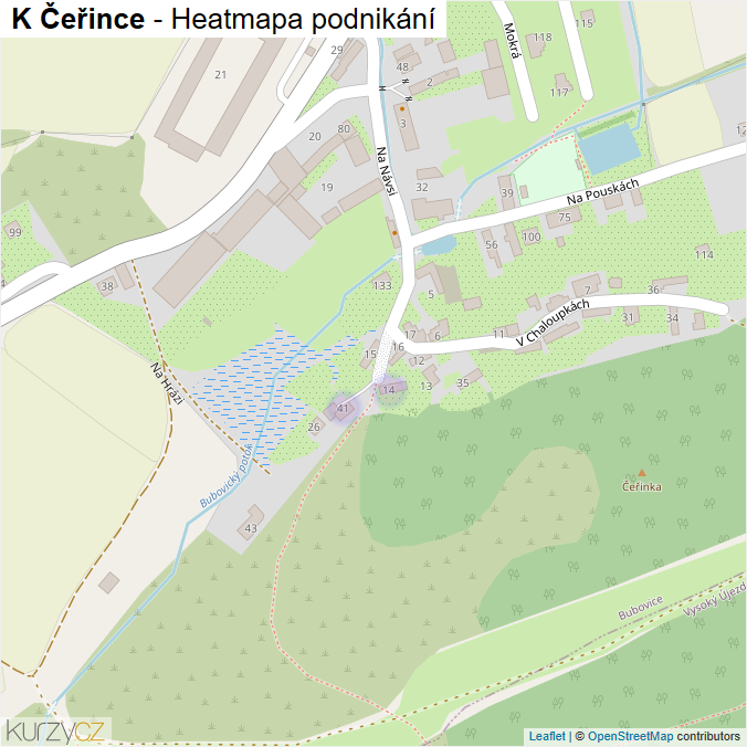 Mapa K Čeřince - Firmy v ulici.