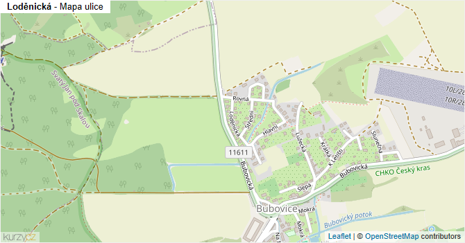 Loděnická - mapa ulice