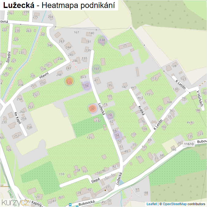 Mapa Lužecká - Firmy v ulici.