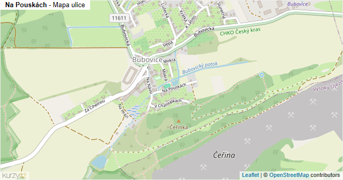 Na Pouskách - mapa ulice