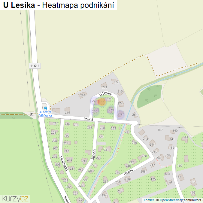 Mapa U Lesíka - Firmy v ulici.