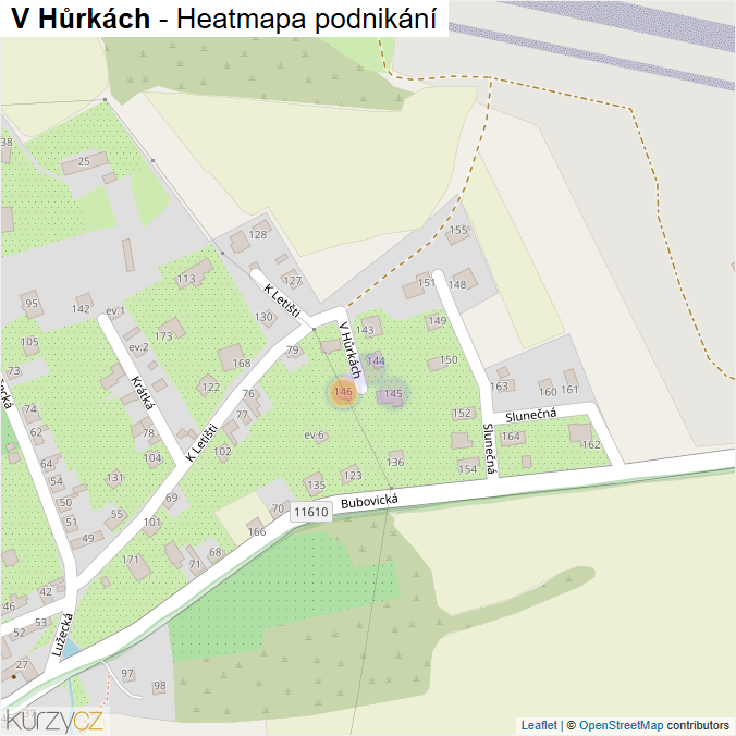 Mapa V Hůrkách - Firmy v ulici.