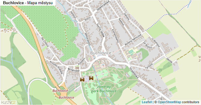 Buchlovice - mapa městysu