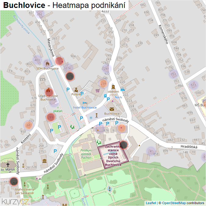 Mapa Buchlovice - Firmy v obci.