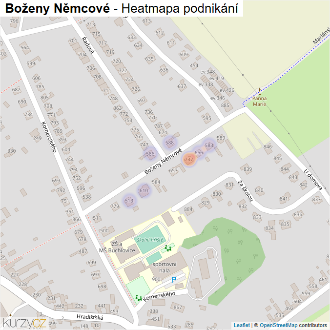 Mapa Boženy Němcové - Firmy v ulici.