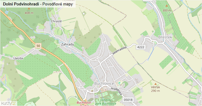Dolní Podvinohradí - záplavové mapy stoleté vody