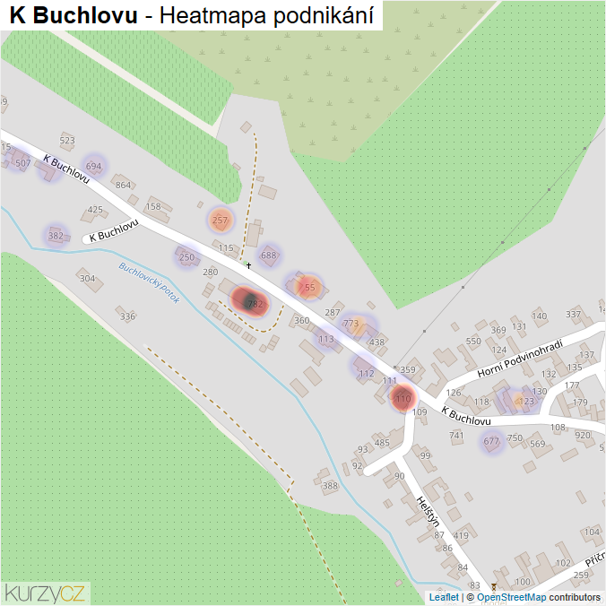 Mapa K Buchlovu - Firmy v ulici.
