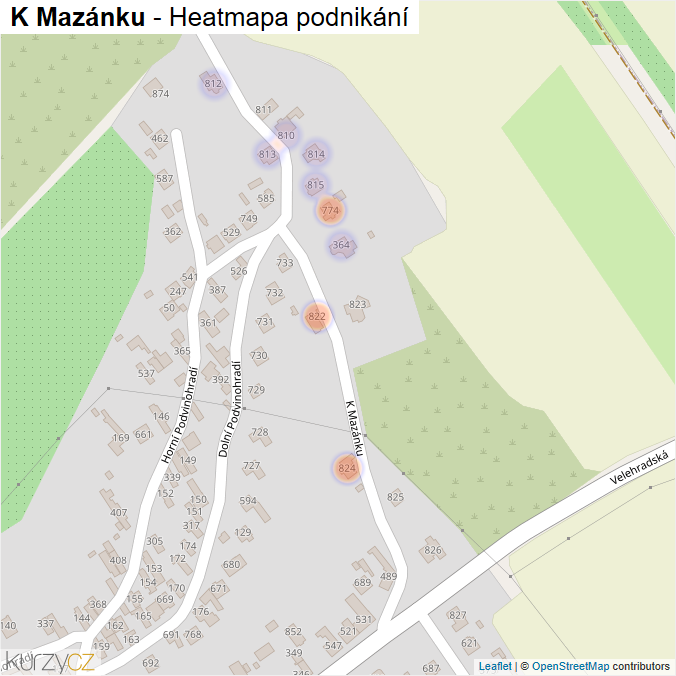 Mapa K Mazánku - Firmy v ulici.