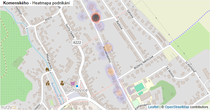 Komenského - mapa podnikání