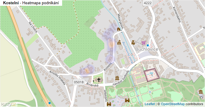 Kostelní - mapa podnikání