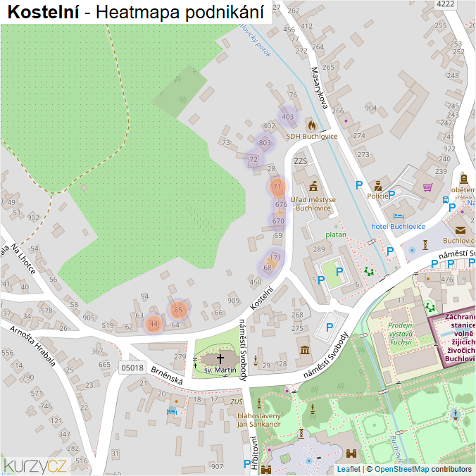 Mapa Kostelní - Firmy v ulici.
