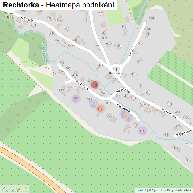 Mapa Rechtorka - Firmy v ulici.