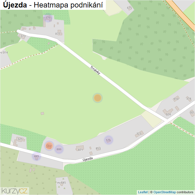 Mapa Újezda - Firmy v ulici.